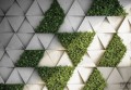 Fototapeta geometryczna w betonowo-liściaste trójkąty