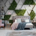 Fototapeta geometryczna w betonowo-liściaste trójkąty