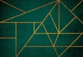 Fototapeta Złoty wzór geometryczny na zielonym tle