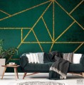 Fototapeta Złoty wzór geometryczny na zielonym tle