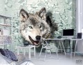 Fototapeta Wilk i ceglana ściana 3D