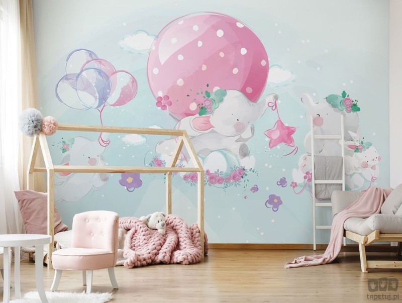 Fototapeta dla dzieci Słoniki i balony