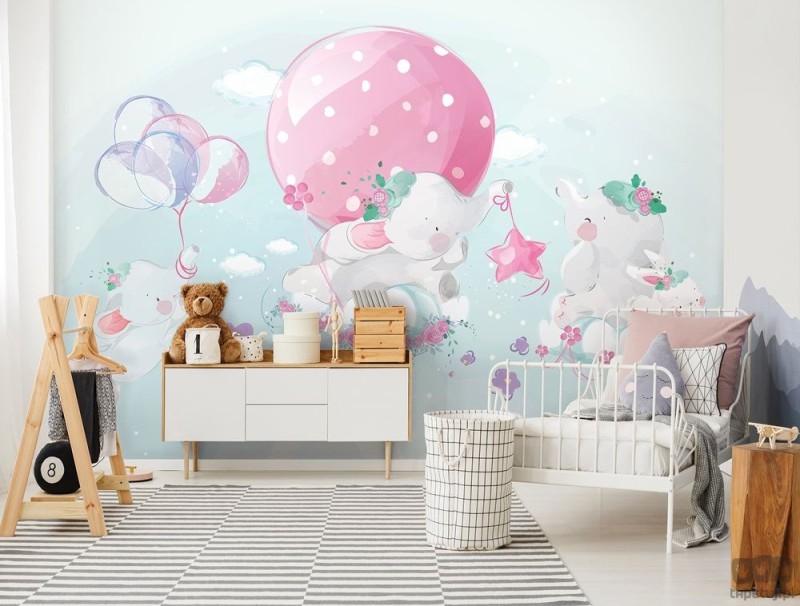 Fototapeta dla dzieci Słoniki i balony