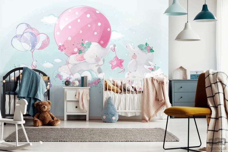 Fototapeta dla dzieci Słoniki i balony