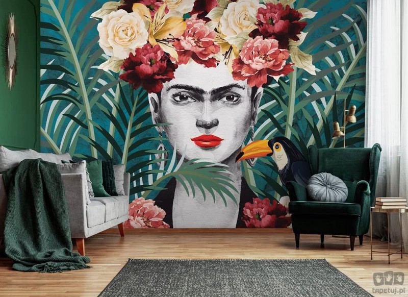 Fototapeta Frida na roślinnym tle