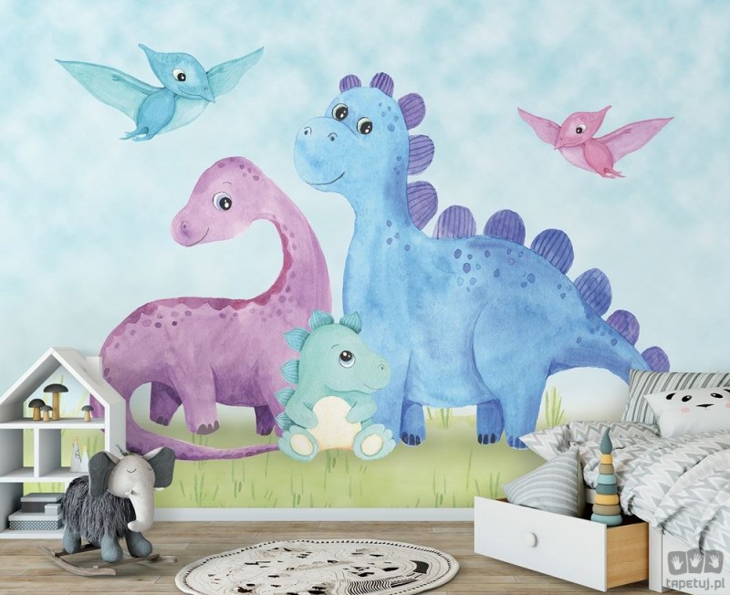 Fototapeta dla dzieci Kolorowe dinozaury