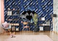 Fototapeta Niebieskie liście i zebry