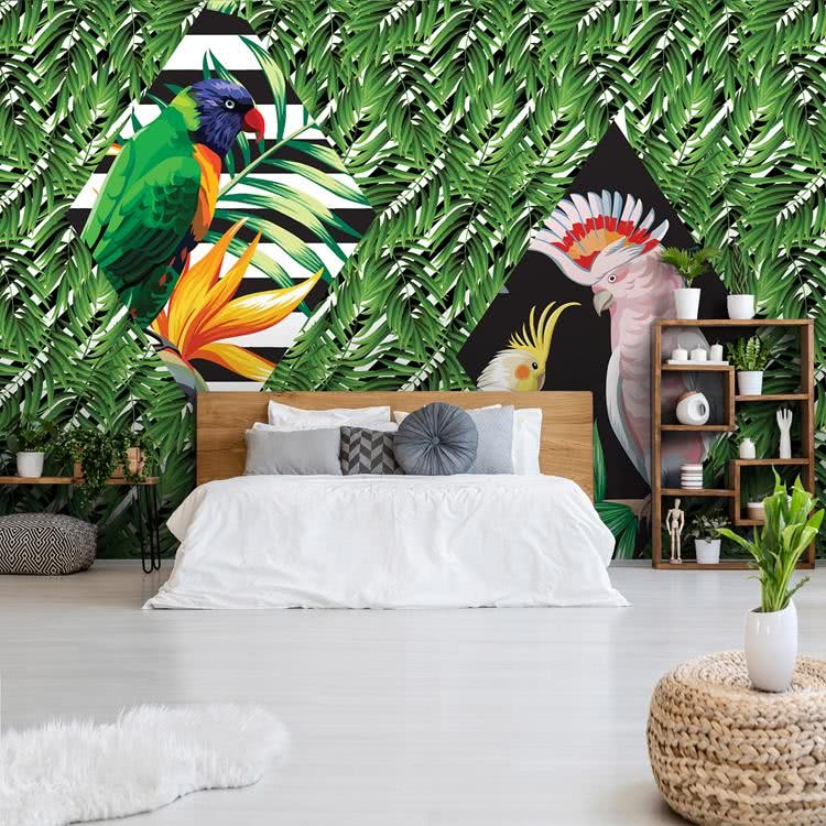 Fototapeta Liście i papugi