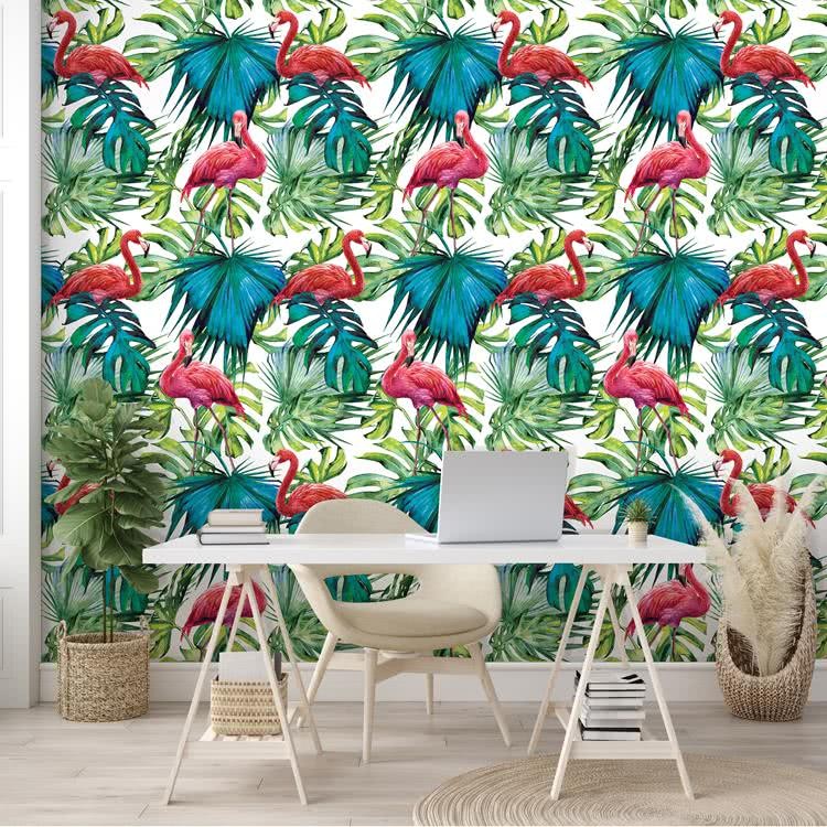 Fototapeta Flamingi na liściach