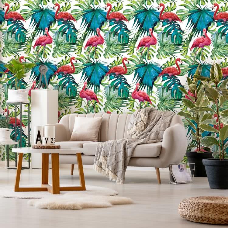 Fototapeta Flamingi na liściach