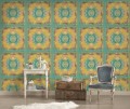 Kolorowa tapeta z motywem kwiatów i ornamentów Versace