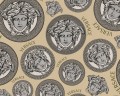 Beżowo-srebrna tapeta głowy Meduzy logo Versace