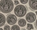 Szaro-srebrna tapeta głowy Meduzy logo Versace