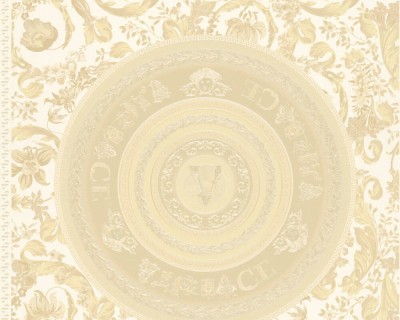 Beżowa tapeta winylowa na flizelinie z ozdobnym motywem Versace