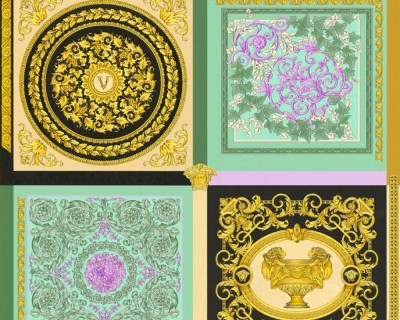 Kolorowa tapeta z ozdobnym motywem Versace