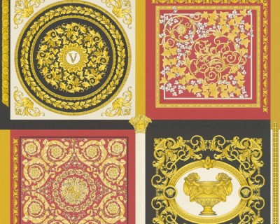 Kolorowa tapeta z ozdobnym motywem Versace