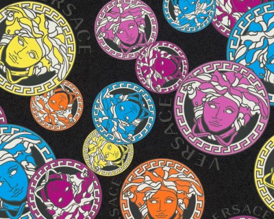Kolorowa tapeta głowy Meduzy logo Versace