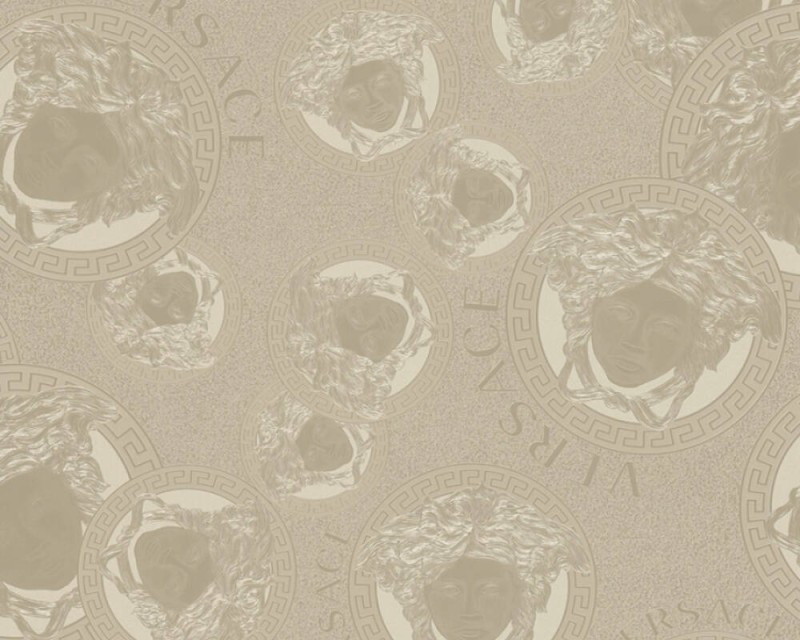 Srebrna tapeta głowy Meduzy logo Versace