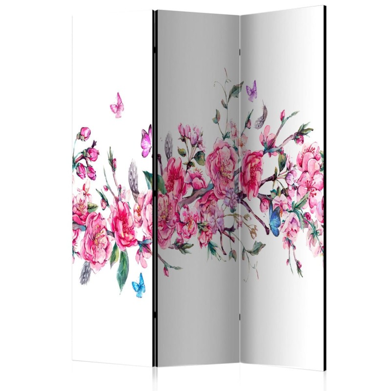 Parawan 3-częściowy - Kwiaty i motyle [Room Dividers]