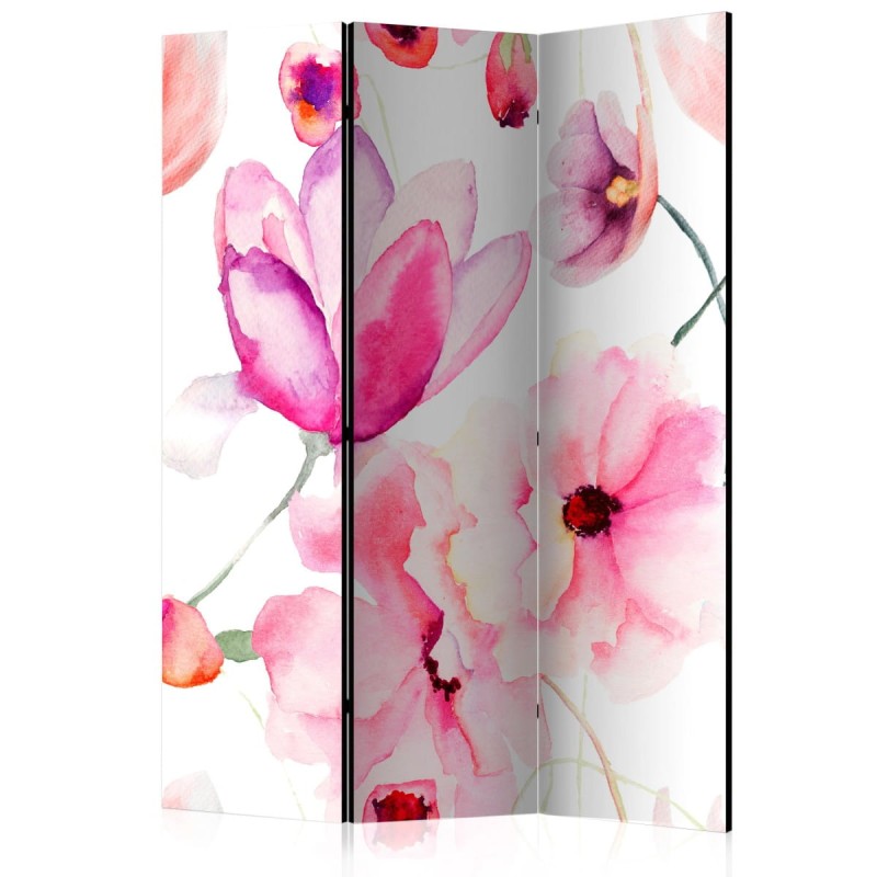 Parawan 3-częściowy - Różowe kwiaty [Room Dividers]
