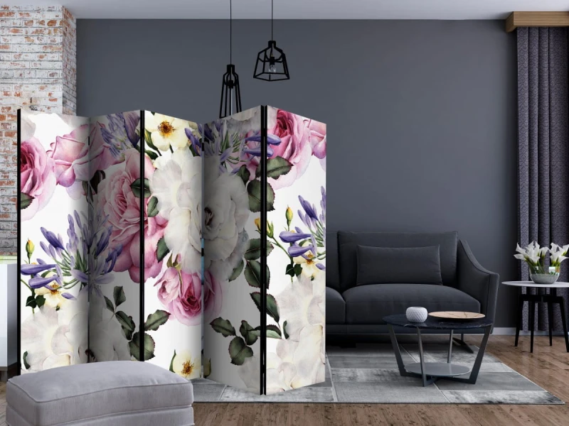 Parawan 5-częściowy - Sentymentalny ogród II [Room Dividers]