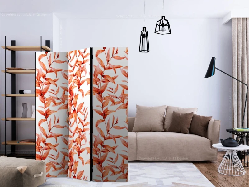 Parawan 3-częściowy - Koralowe liście [Room Dividers]