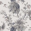 Czarno-biała ICH Wallpaper Caribbean tapeta w gałęzie liście ptaki