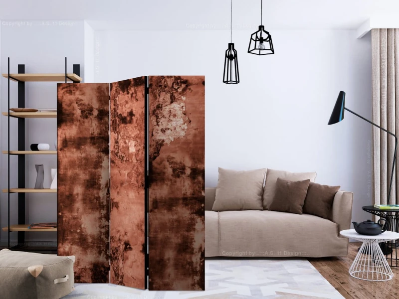Parawan 3-częściowy - Brązowy beton [Room Dividers]