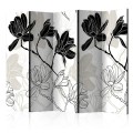 Parawan 5-częściowy - Kwiaty B&W II [Room Dividers]
