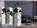 Parawan 5-częściowy - Kwiaty B&W II [Room Dividers]