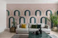 Fototapeta geometryczne łuki w stylu art deco różowa