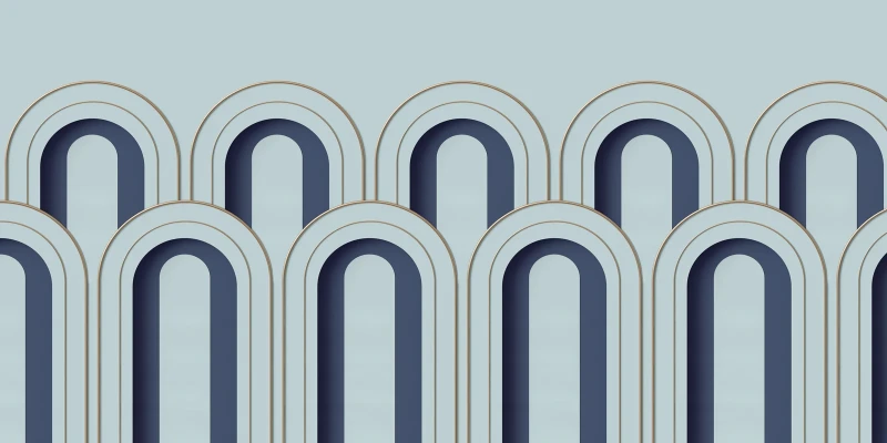 Fototapeta geometryczne łuki w stylu art deco niebieska
