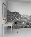 Fototapeta las, drzewa w odcieniach bieli i czerni
