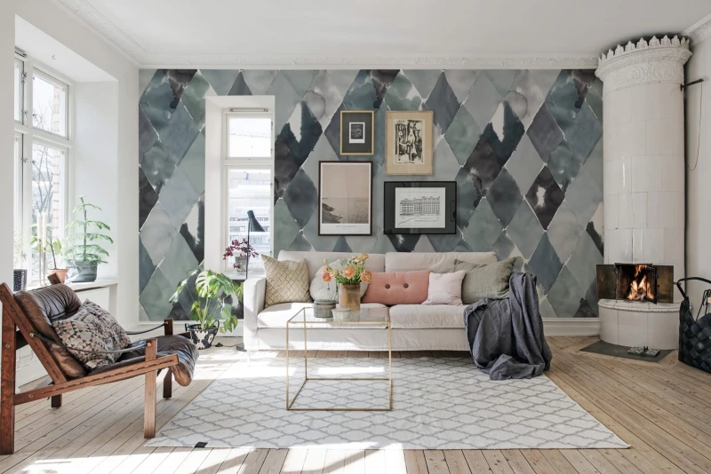 Fototapeta geometryczna romby w odcieniach zieleni