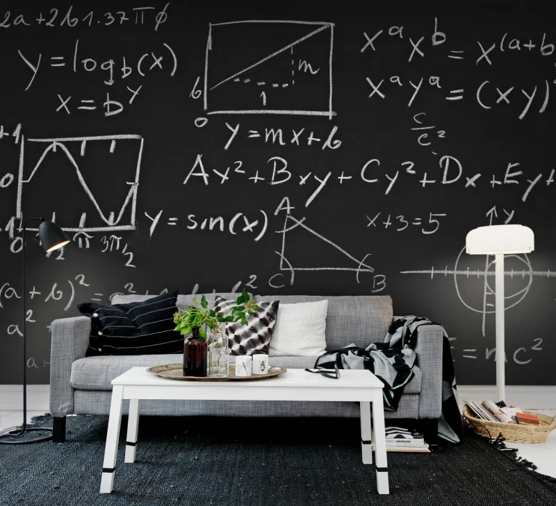 Fototapeta tablica szkolna z wzorami matematycznymi