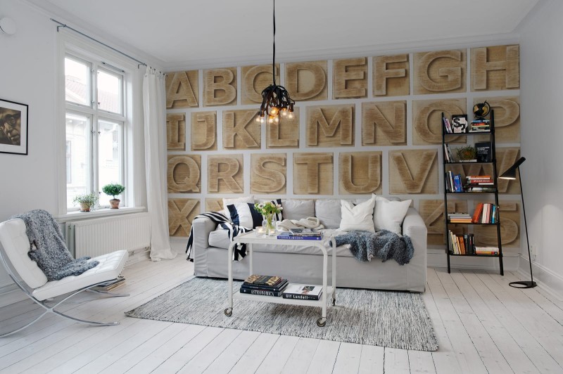 Fototapeta litery, alfabet rzeźbiony w drewnie
