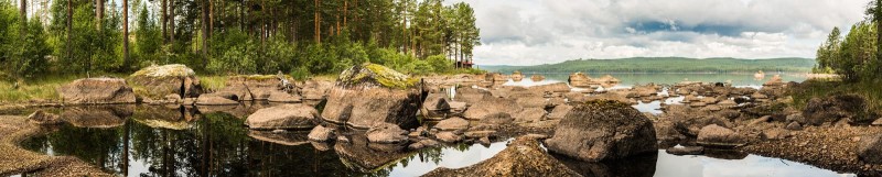 Fototapeta krajobraz skały, jezioro i las