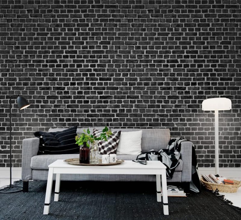 Fototapeta przypominająca mur z czarnej cegły