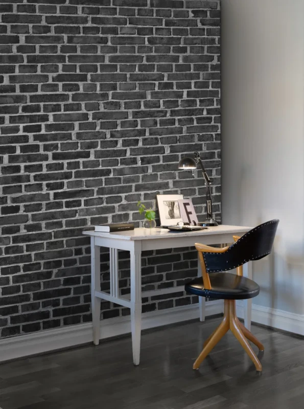 Fototapeta przypominająca mur z czarnej cegły