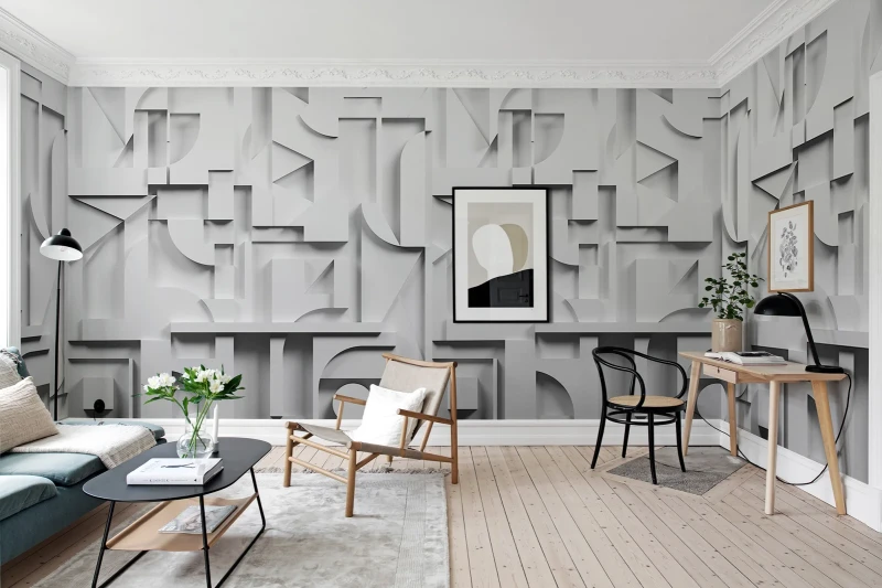 Fototapeta geometryczna szara efekt 3D