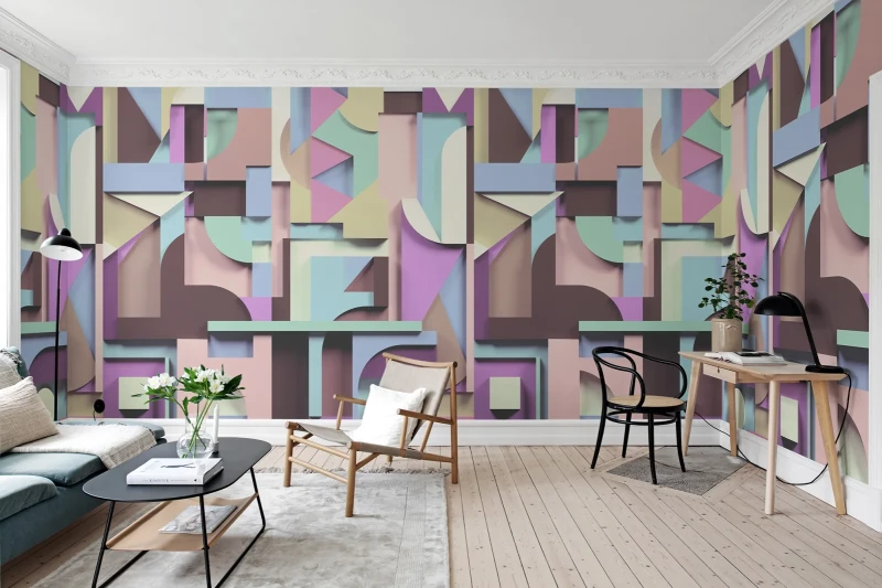 Fototapeta geometryczna pastelowa efekt 3D
