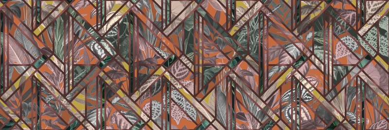 Fototapeta z motywem roślinnym i geometrycznym