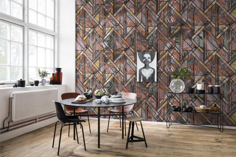 Fototapeta z motywem roślinnym i geometrycznym