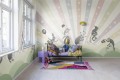 Fototapeta narysowane zwierzęta cyrkowe, pastelowe promienie