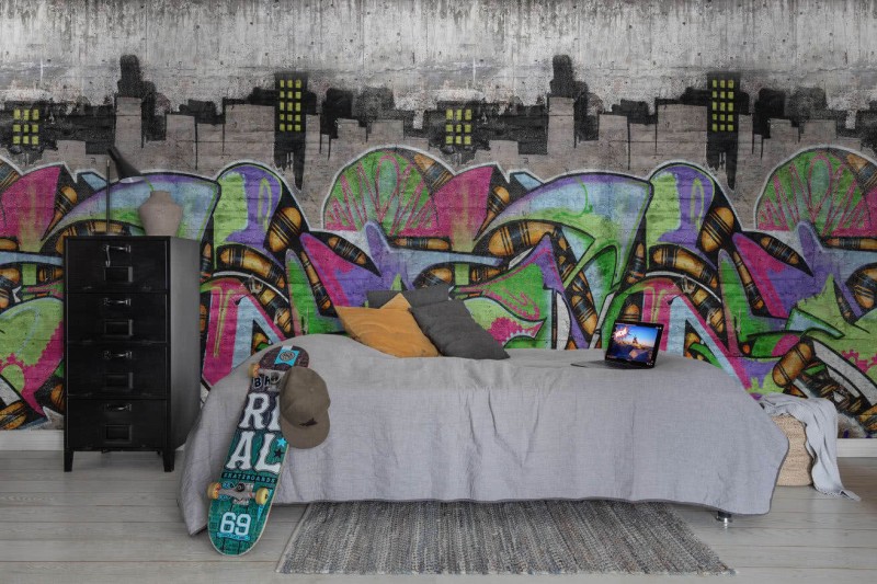Fototapeta kolorowa ściana z graffiti