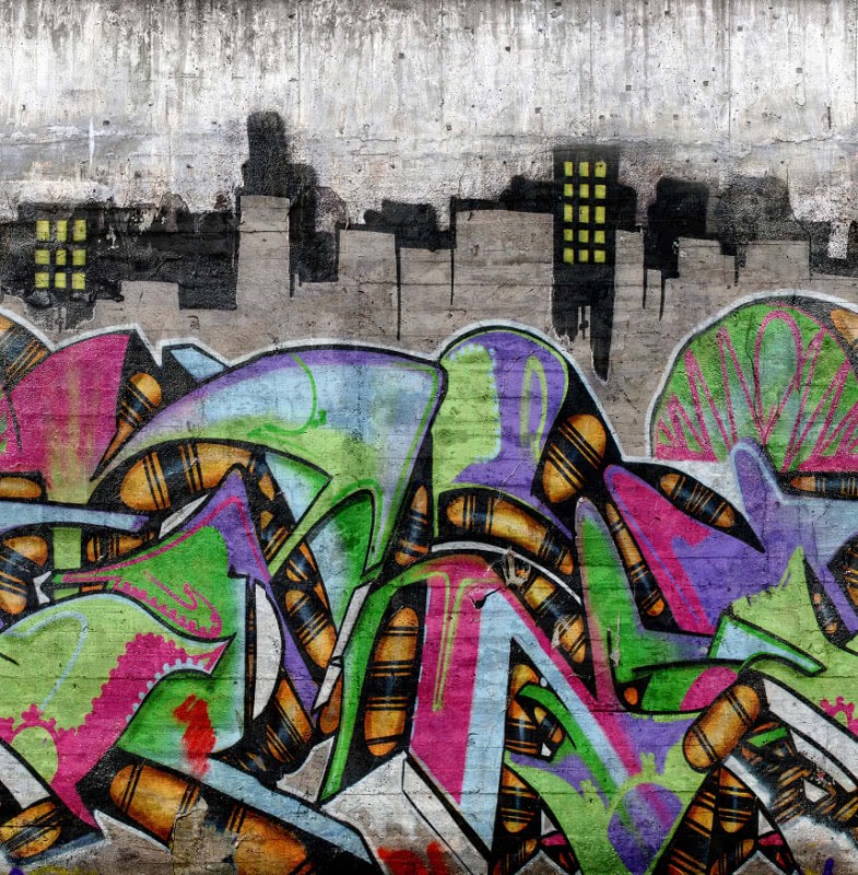 Fototapeta kolorowa ściana z graffiti