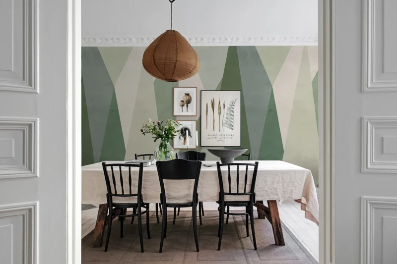 Fototapeta geometryczna trójkąty w odcieniach zieleni