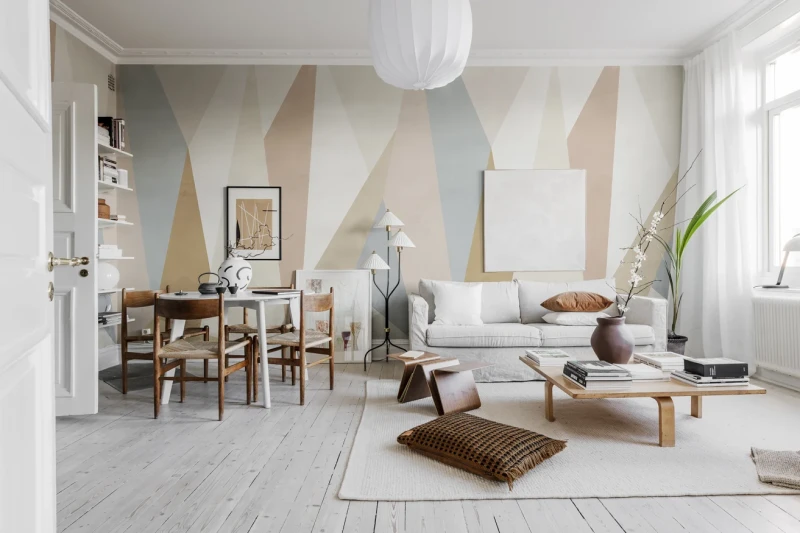 Fototapeta geometryczna trójkąty w odcieniach beżu