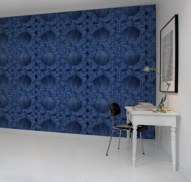 Fototapeta z geometrycznym wzorem przypominającym jeans