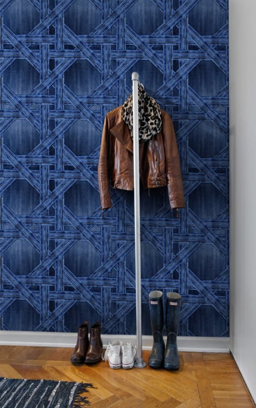 Fototapeta z geometrycznym wzorem przypominającym jeans